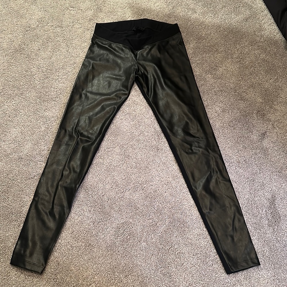 Hatch maternity front faux leather panel legging